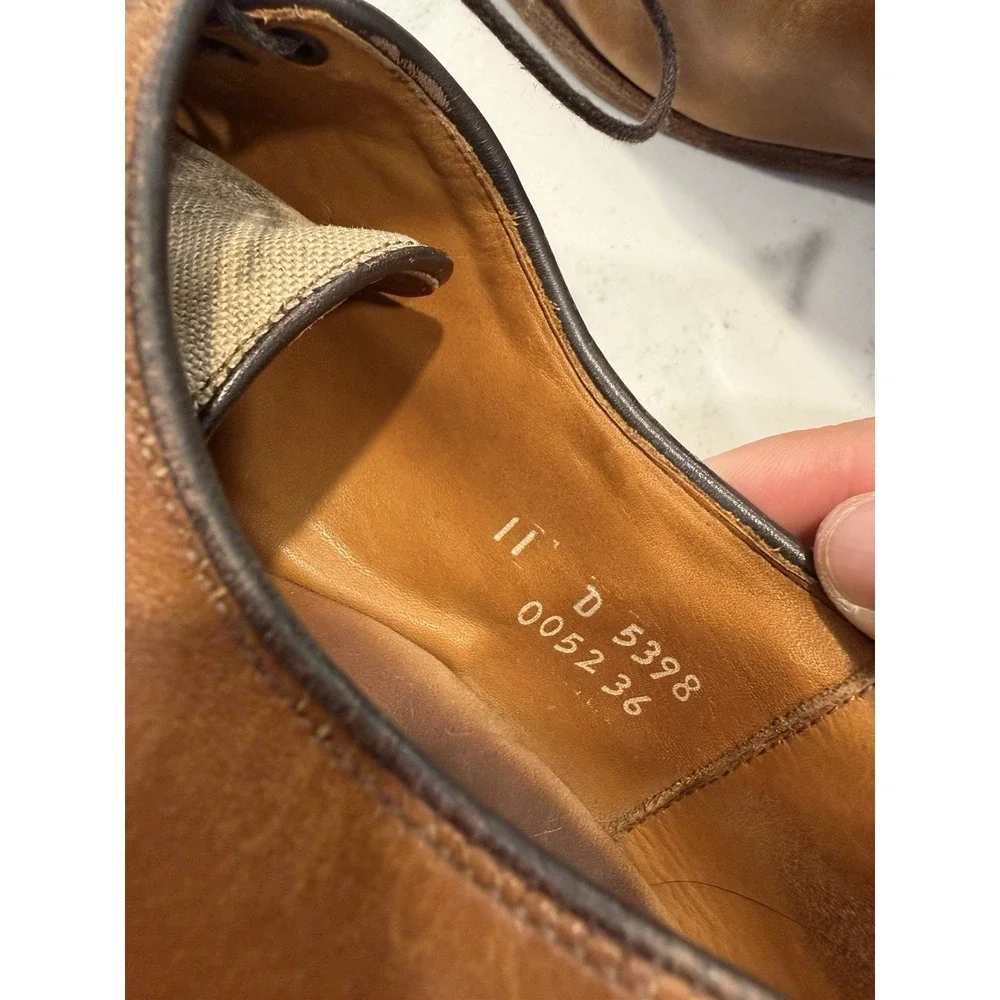 Allen Edmonds Ramsey Mens Brown Leather & Linen Oxford Dress Shoes Sz 11 D